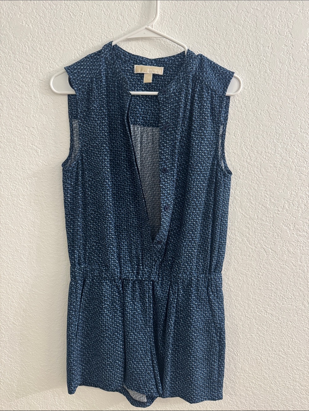 Michael Kors Navy Sleeveless Printed Romper